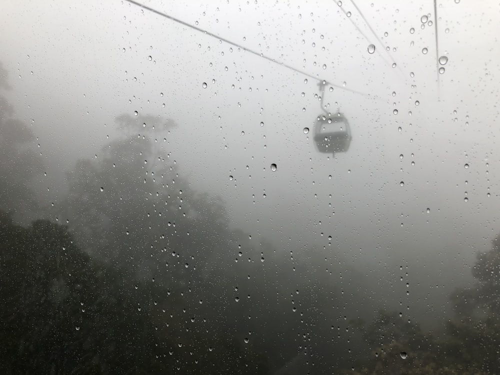 a window with rain drops on it