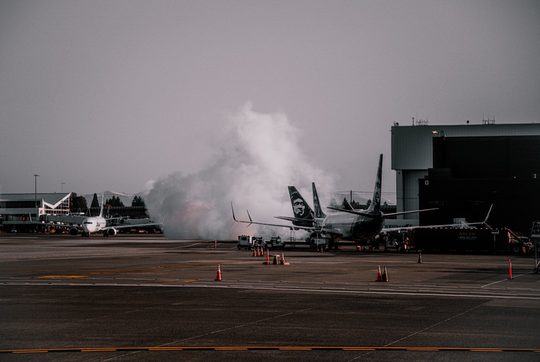 a plane on the runway,