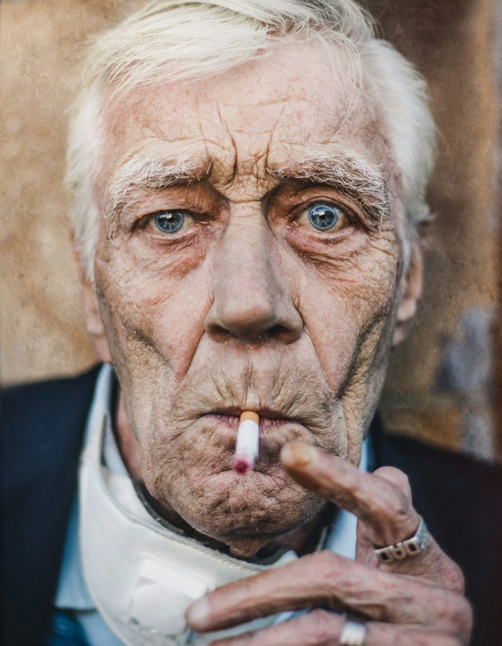 a man smoking a cigarette