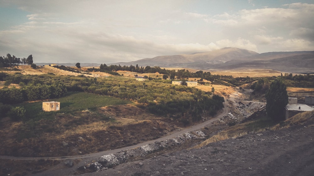 a landscape with a river running through it