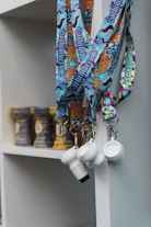 a shelf with a variety of objects on it