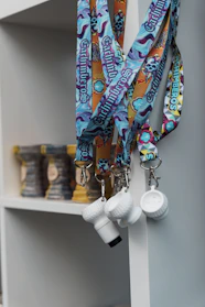 a shelf with a variety of objects on it