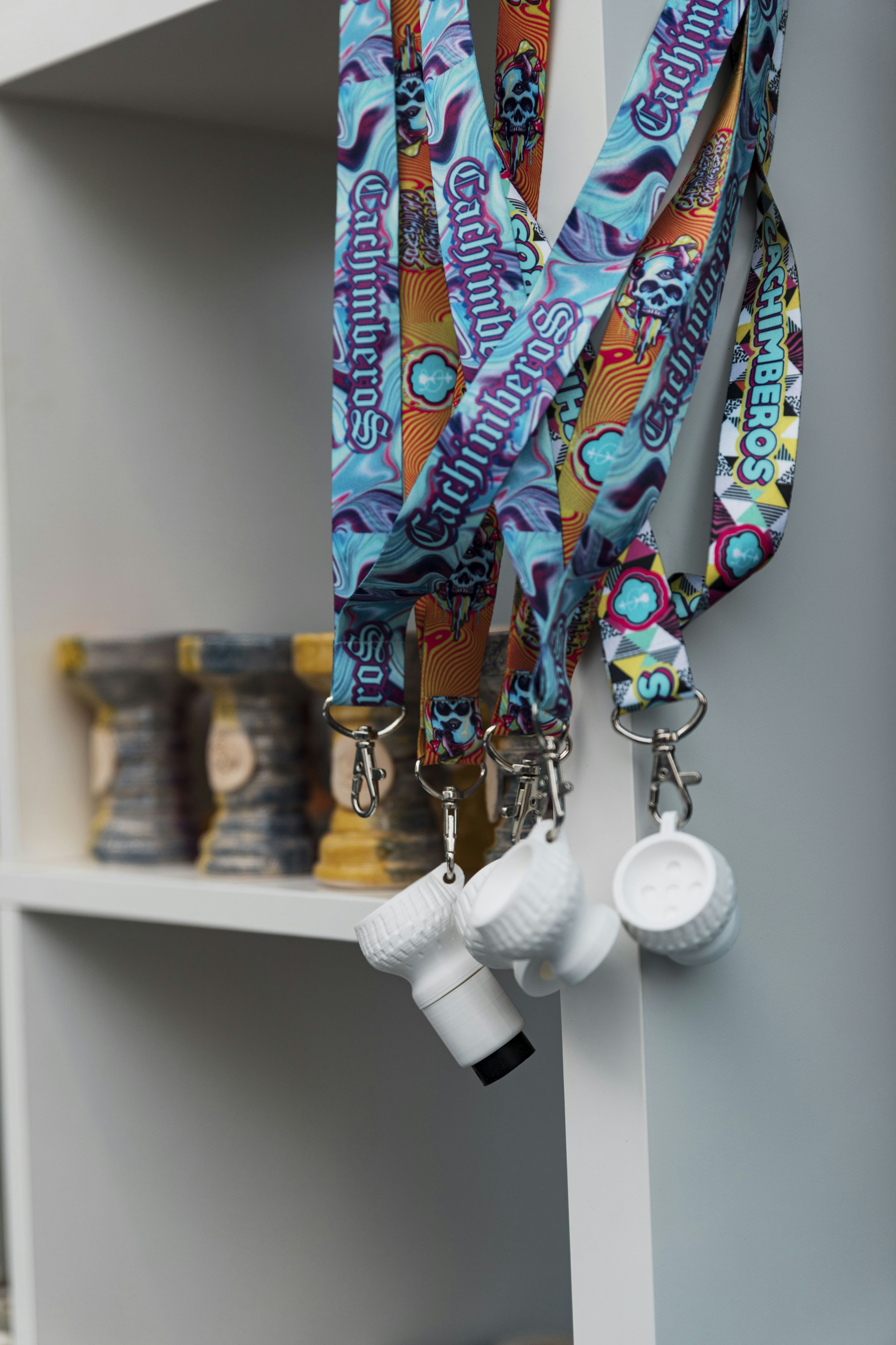 a shelf with a variety of objects on it