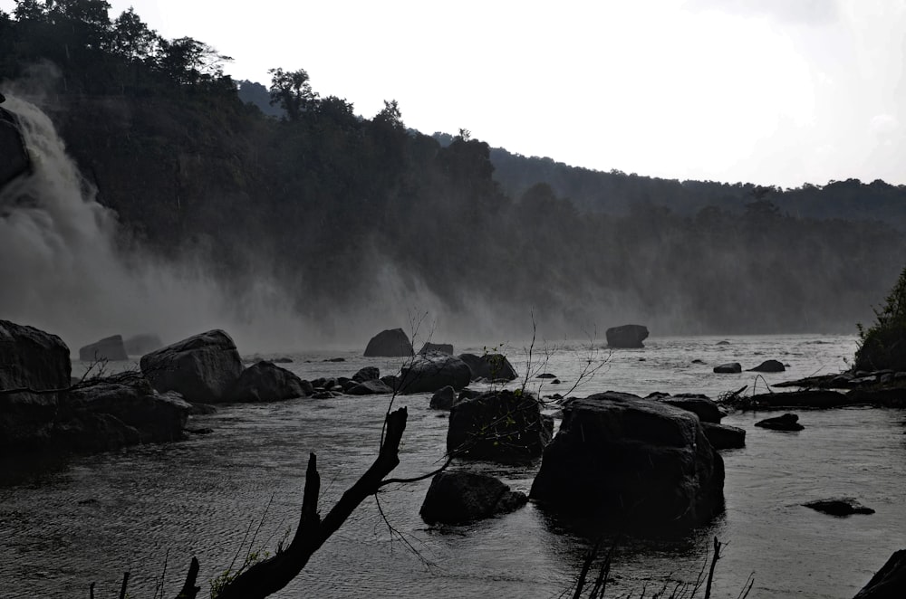 a river with rocks and trees