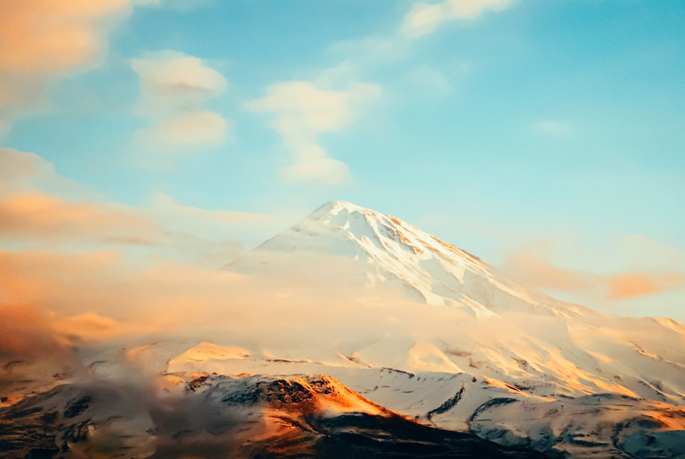 a mountain with snow