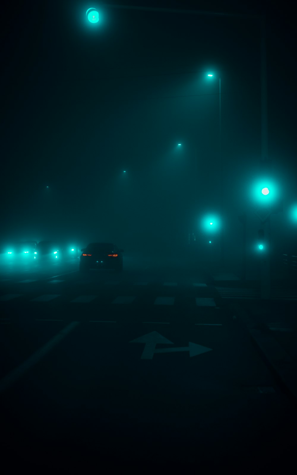 a car driving at night