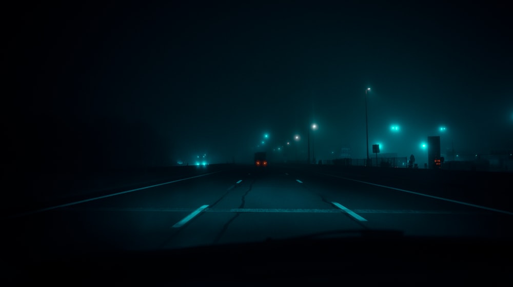 a road with lights on it