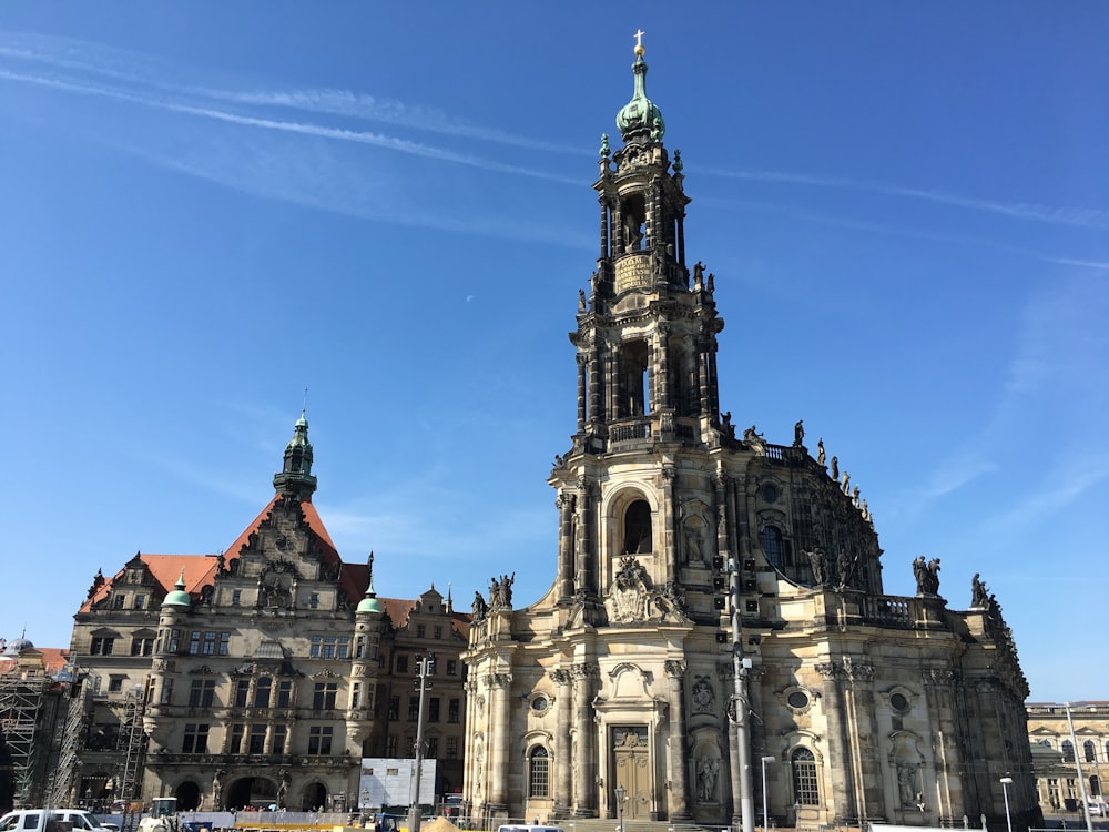 a large building with a tower