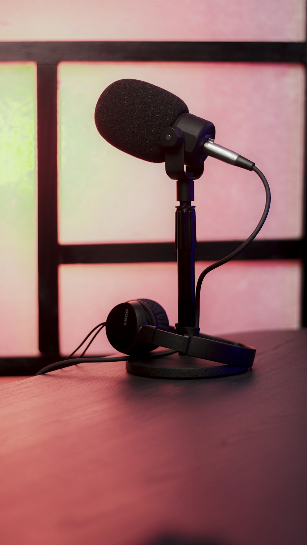 a pair of headphones on a table