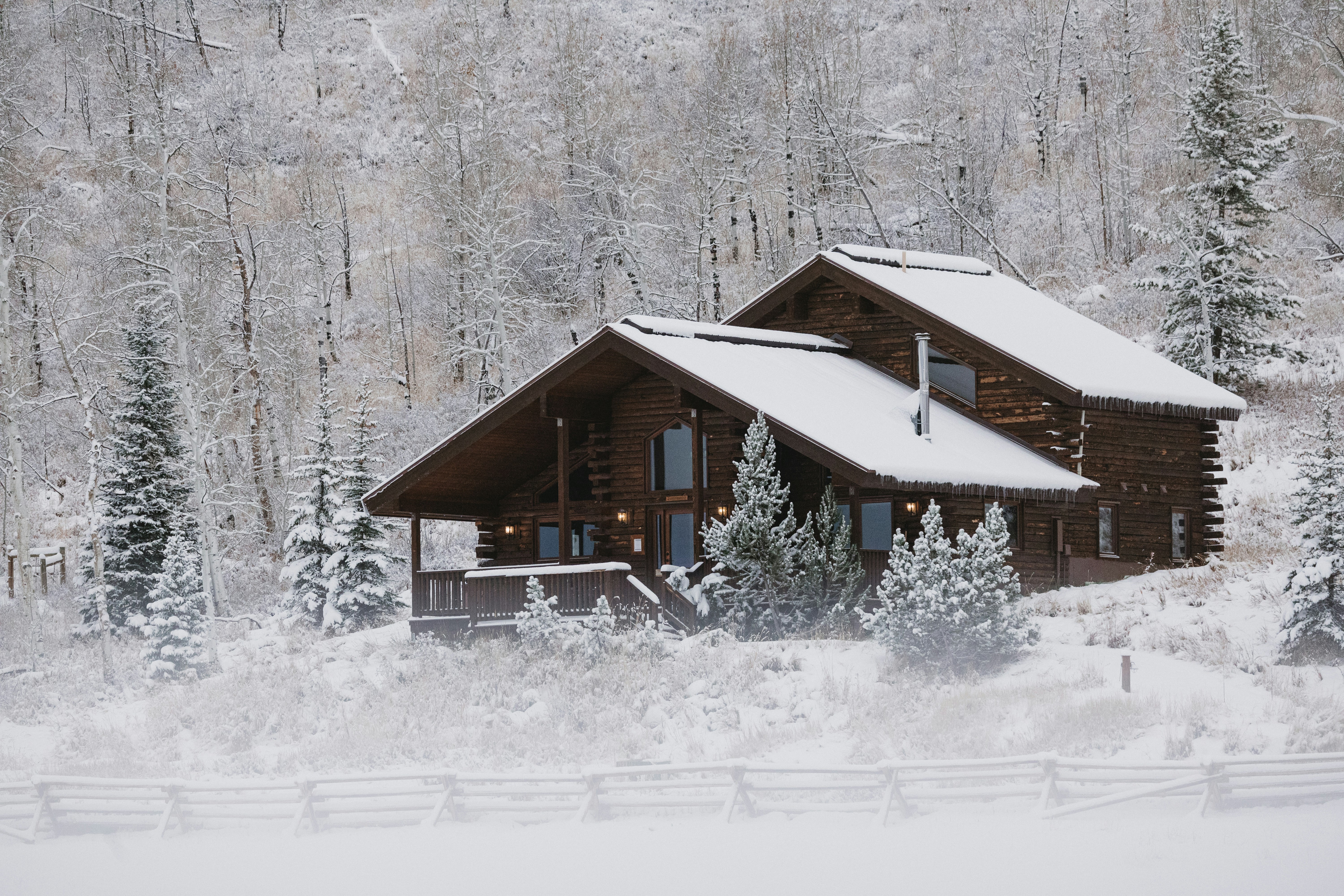 a cabin in the snow