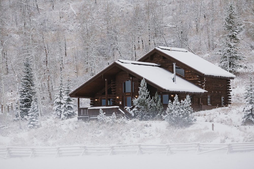 a cabin in the snow