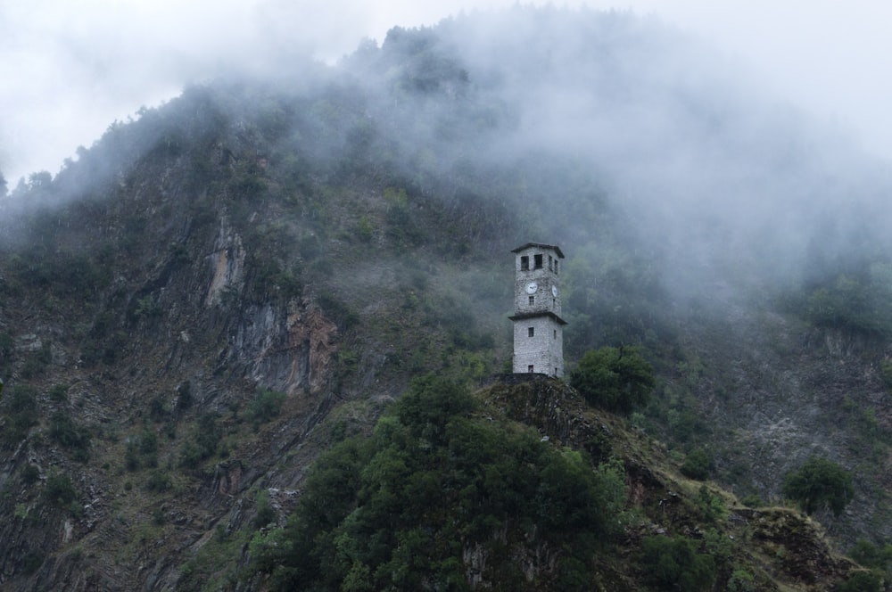 a tower on a mountain