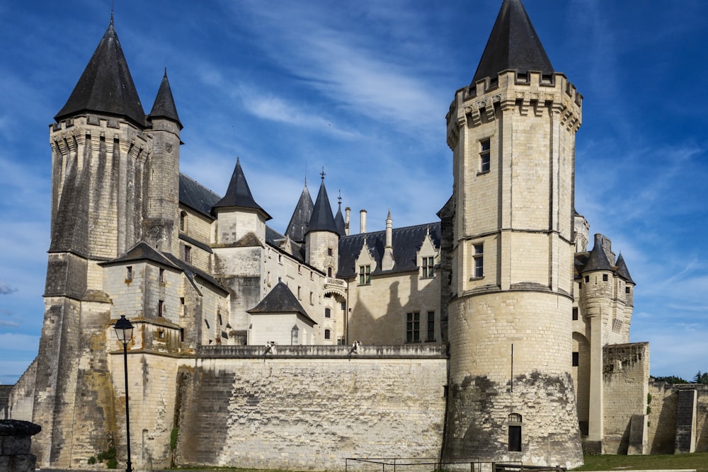 un château avec des tours avec Carcassonne en arrière-plan