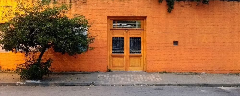 a building with a tree in front