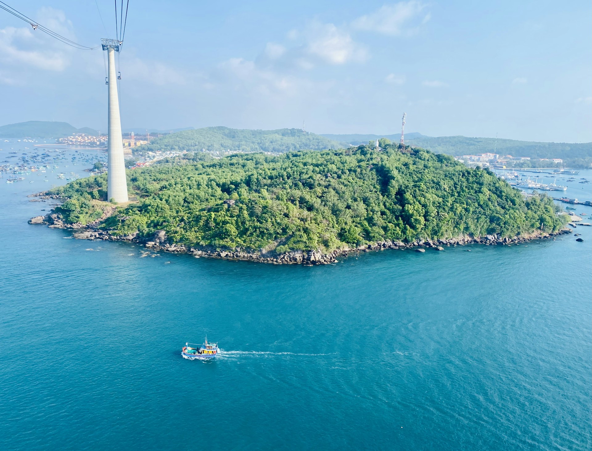 a large island with a tower