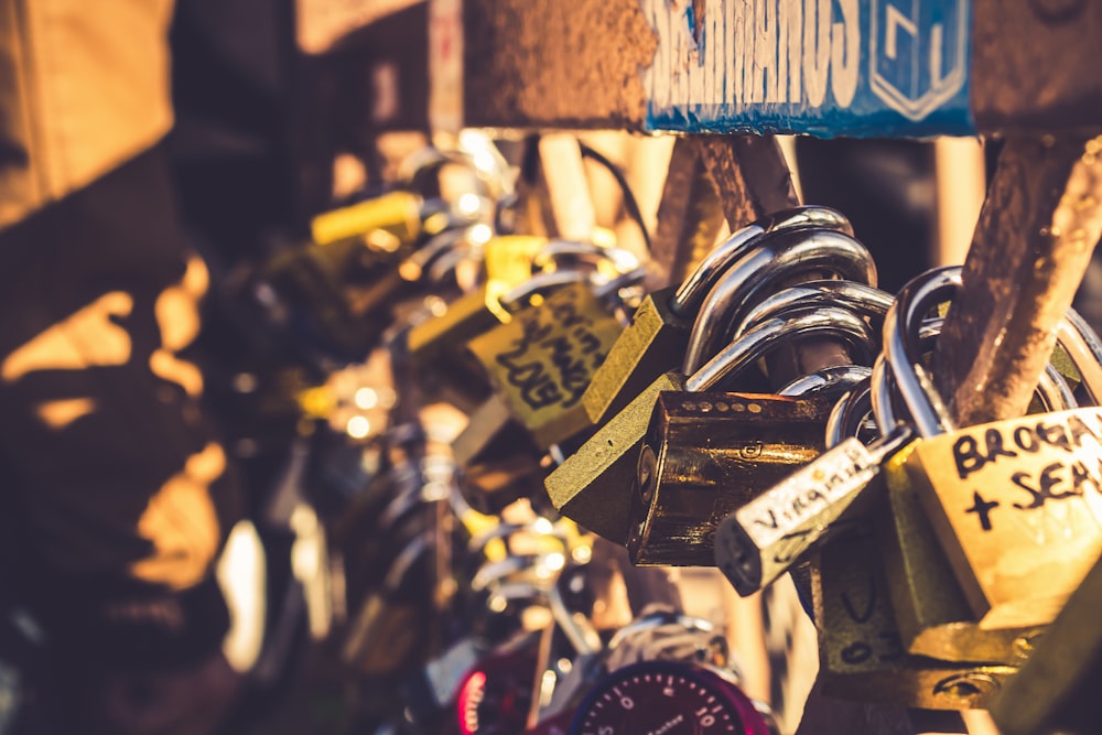 a bunch of locks on a chain