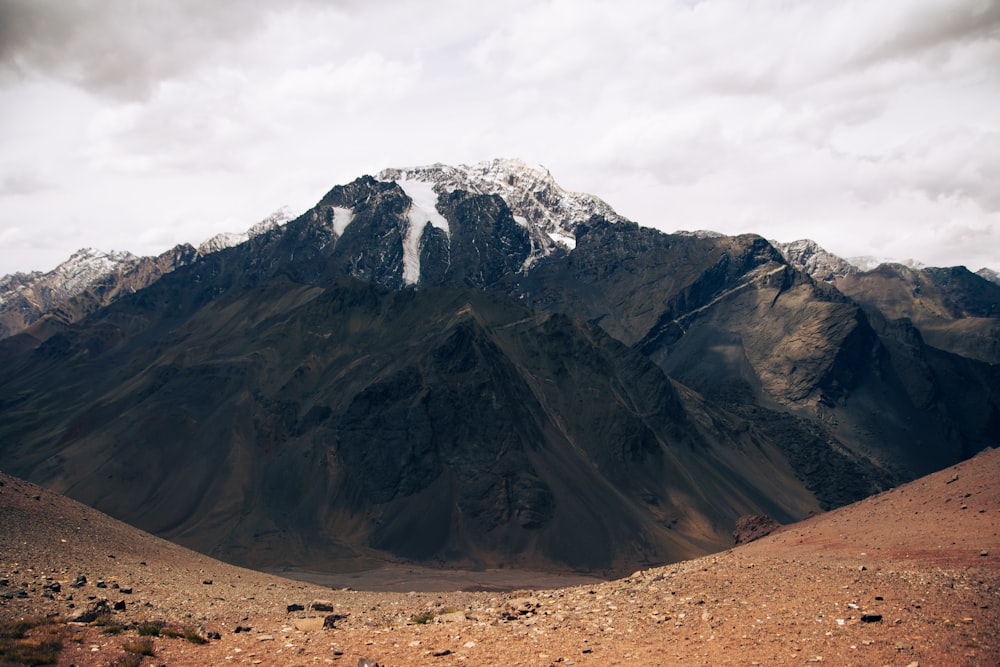 a mountain with snow