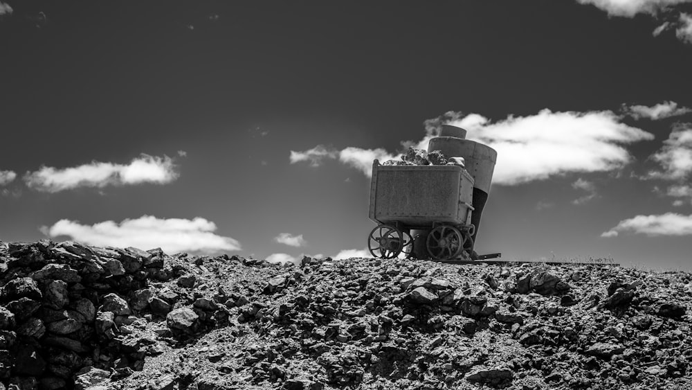 a cart on a rocky hill