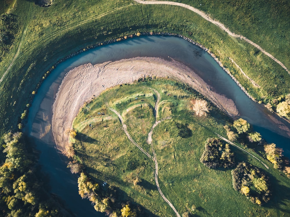 a river winding through a forest