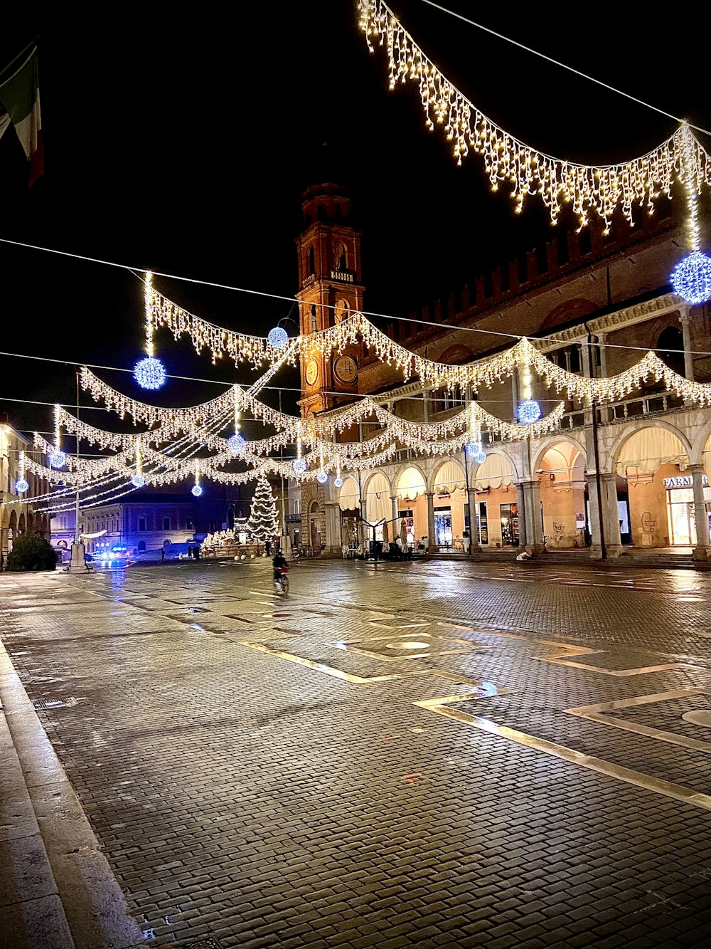 a large building with lights