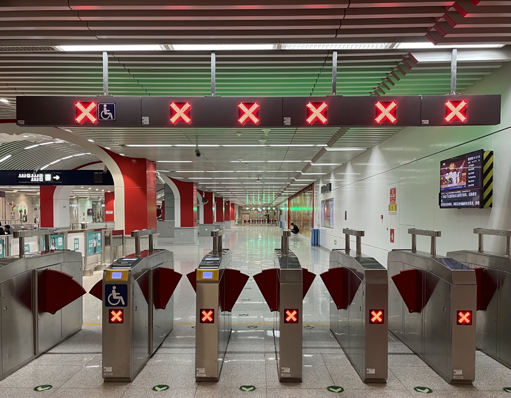 a row of cash register machines