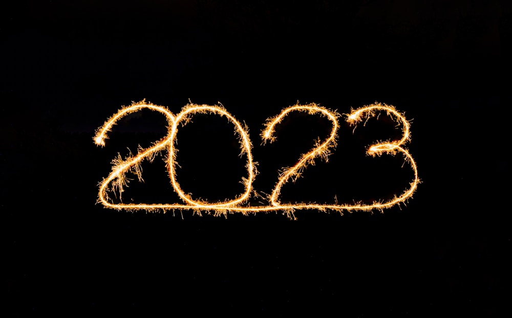 A Photograph showing the year "2023" as light art.