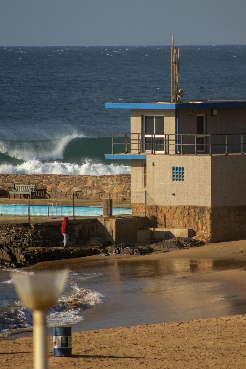 a building on the beach