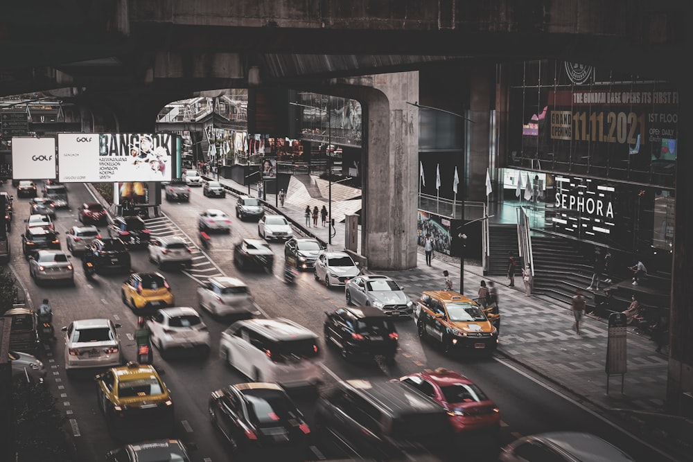 a busy street with cars