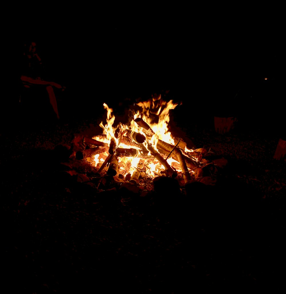 a campfire at night