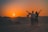 A smiling couple standing on golden sand dunes at sunset during a desert tour.