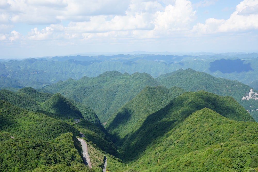 a landscape with hills and trees