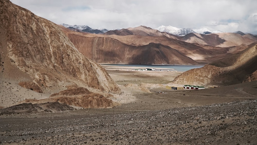 a lake in a desert