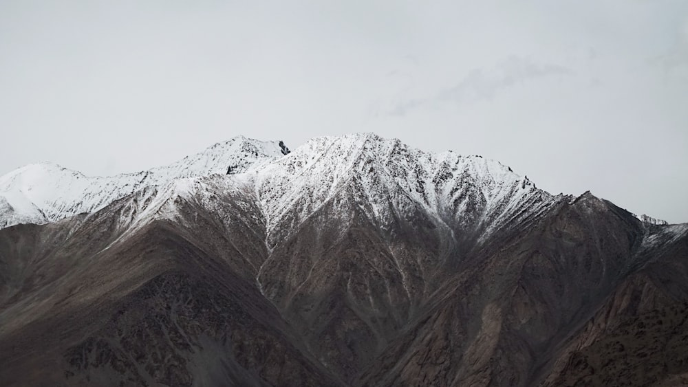 a mountain with snow