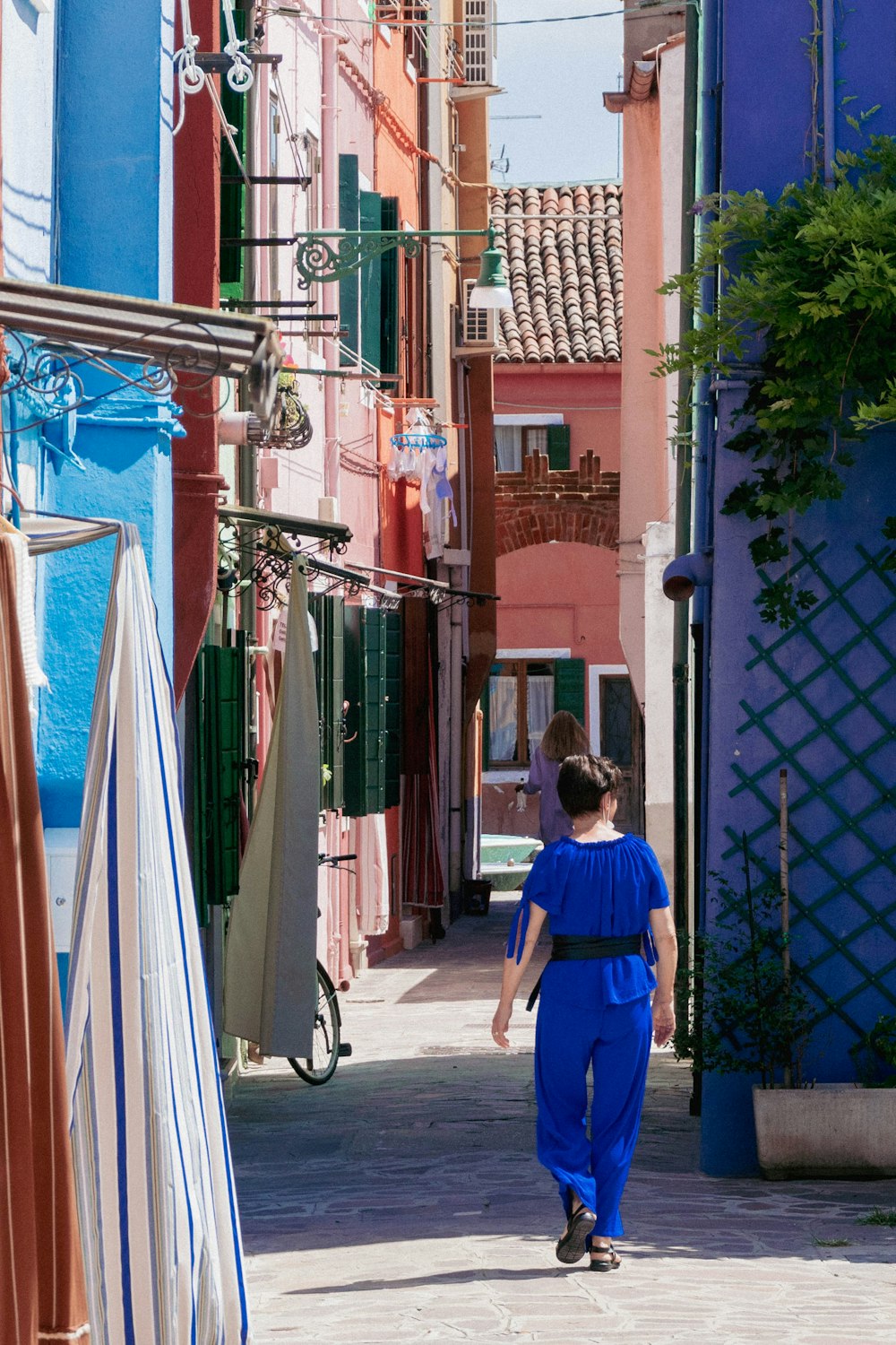 a person walking down a street