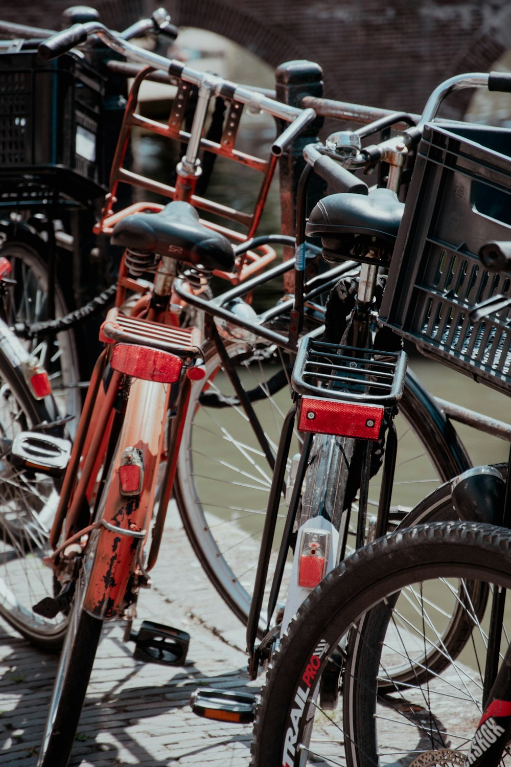 bicycles parked in a row