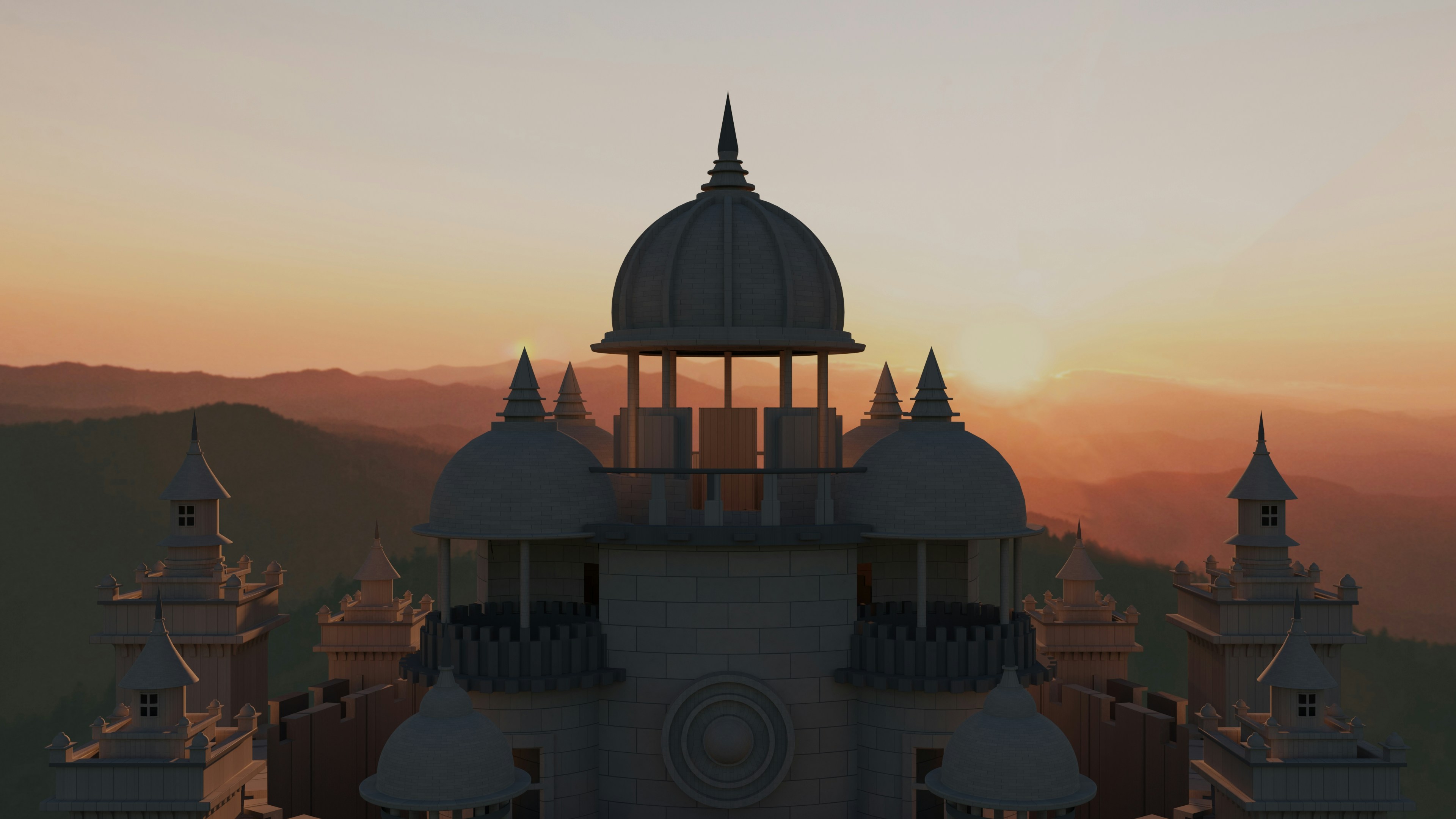 Traditional Indian temple with domed architecture