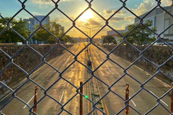 Sunset shot of a completed retaining wall along a highway in San Antonio.