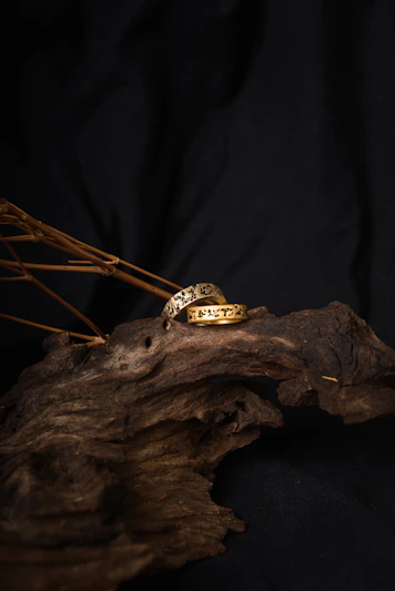 a small metal object on a log