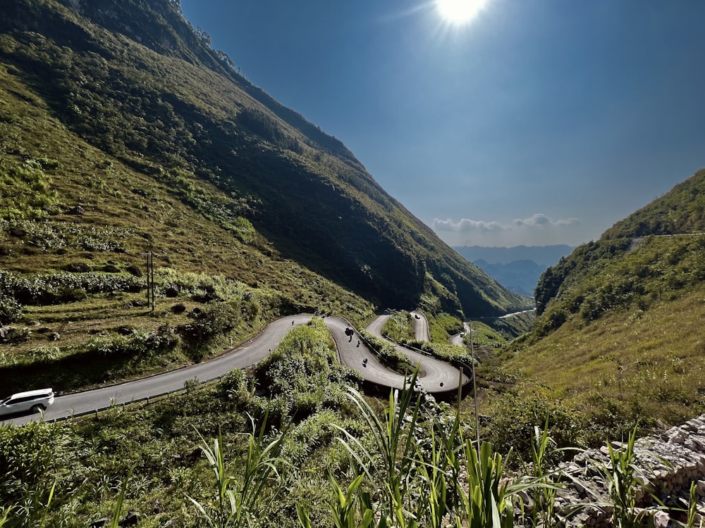 a road going through a valley