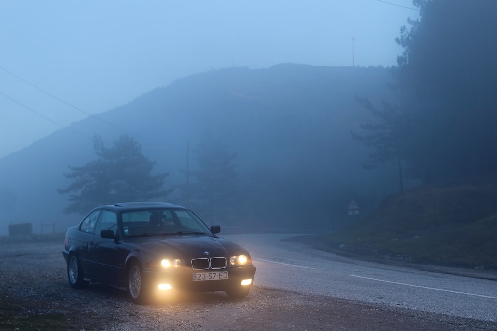 a car driving on a road