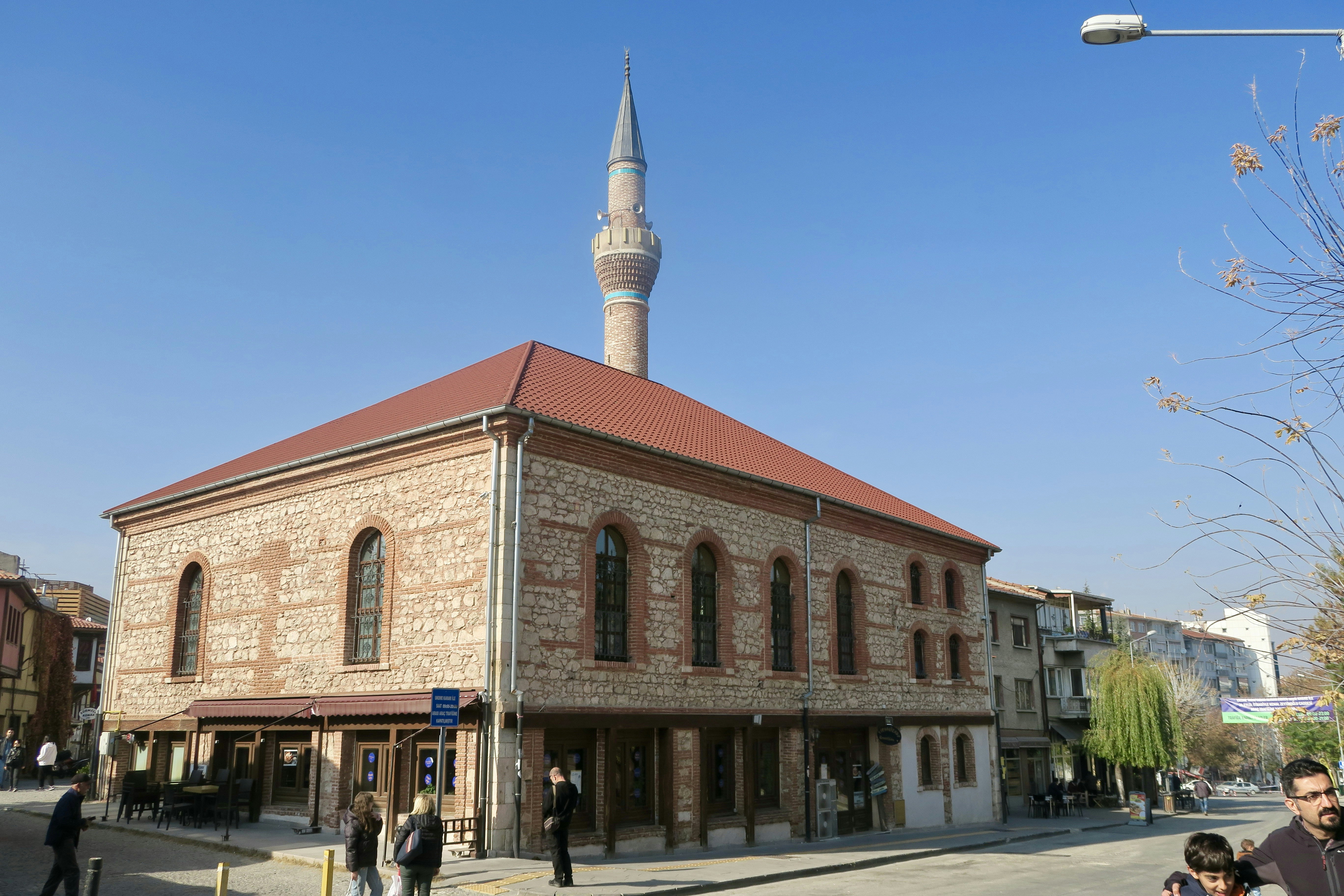 a brick building with a tower