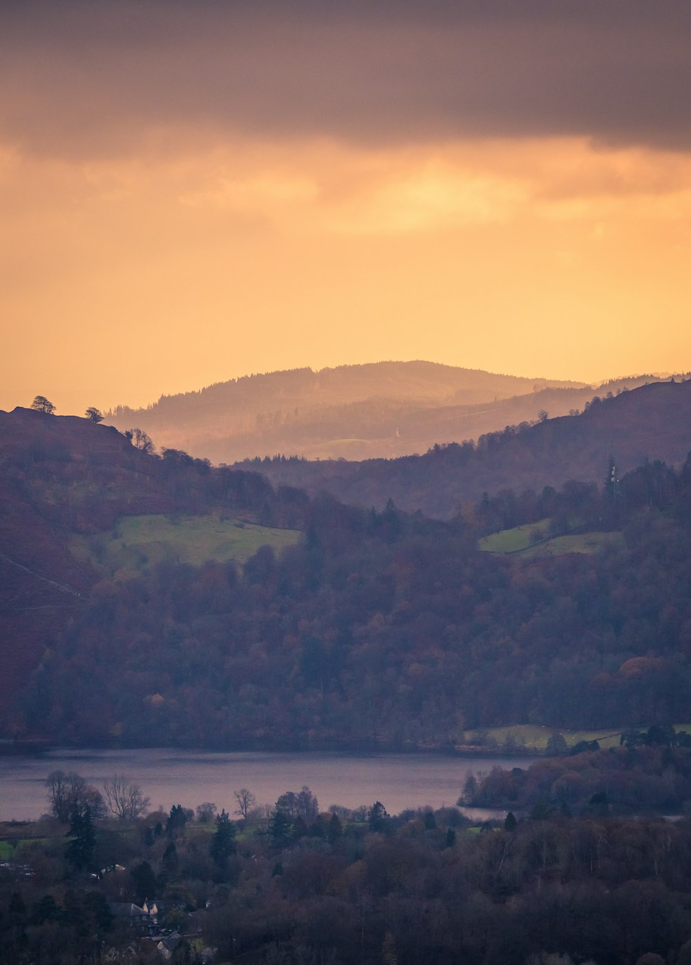 a landscape with hills and trees