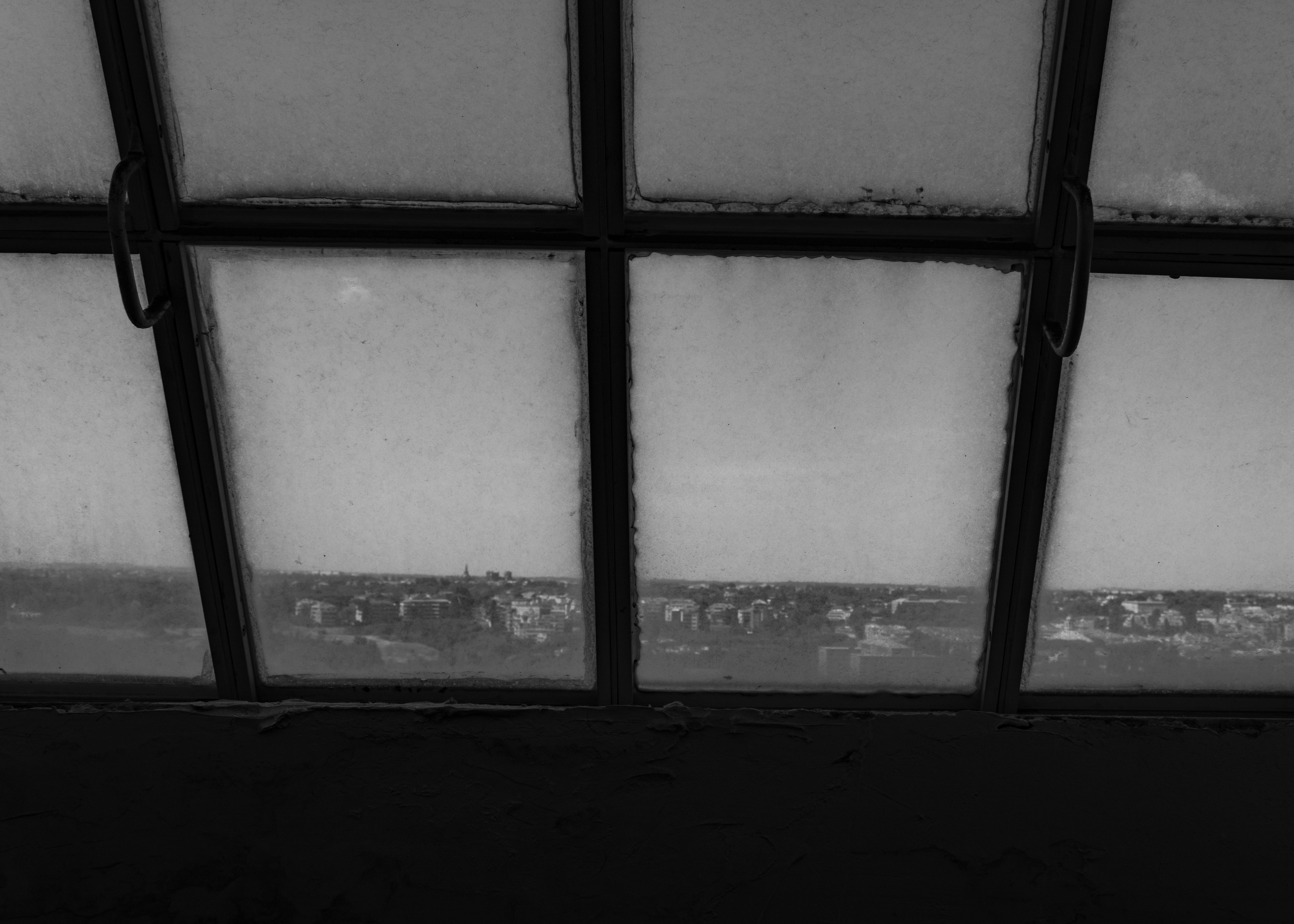a window with a broken glass