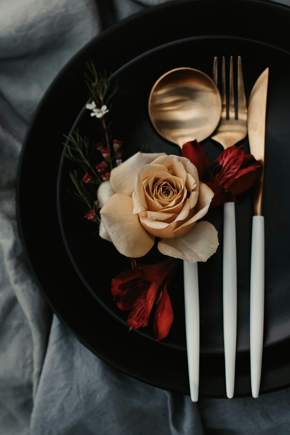 a plate with flowers on it