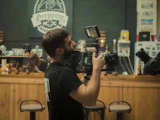 a person holding a camera