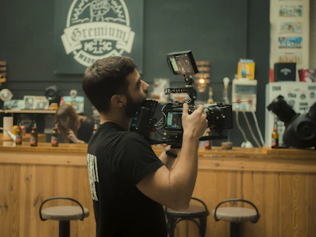 a person holding a camera