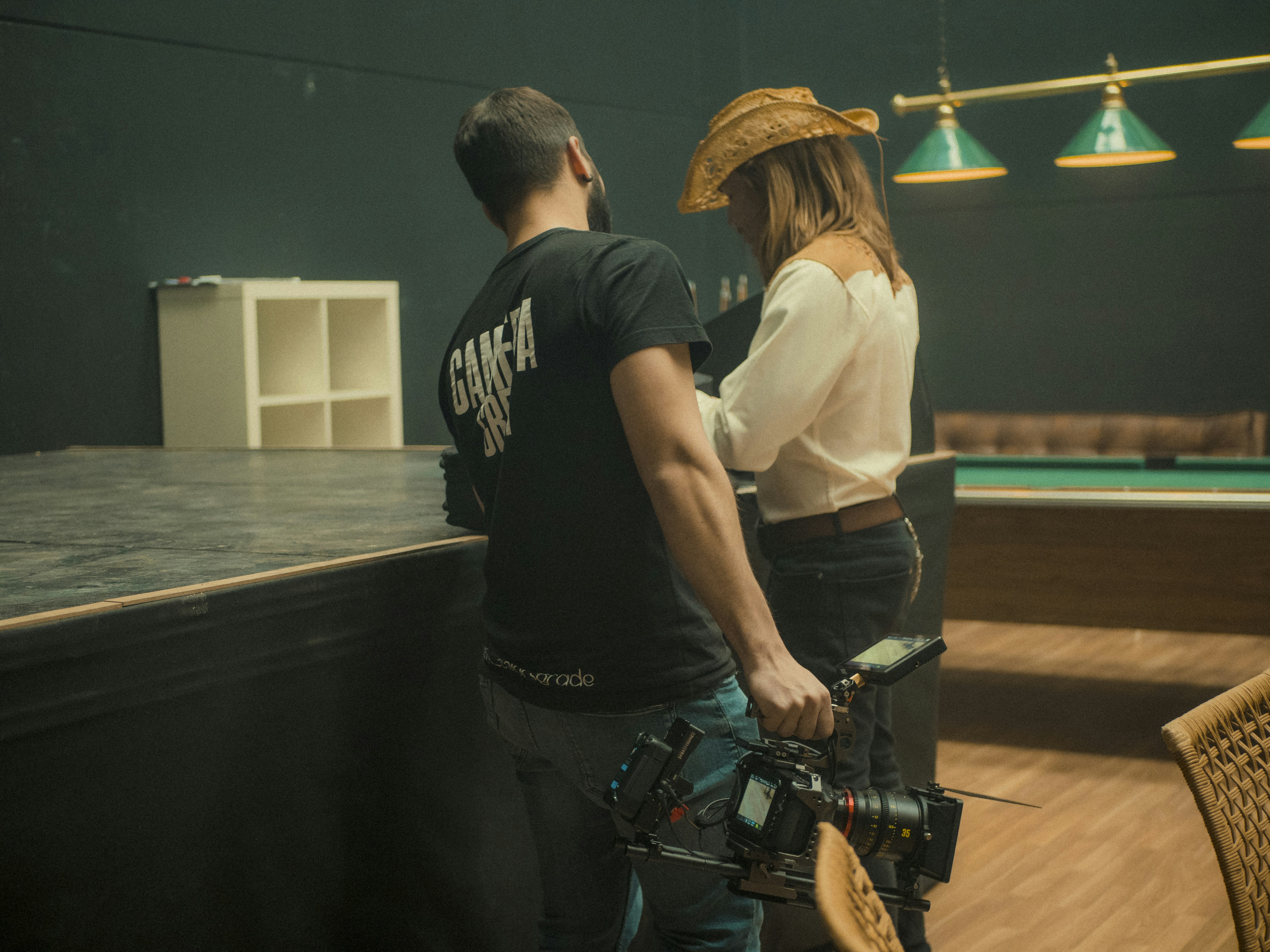 Filmmaker and country musician take a pause from recording their copyright free country music.