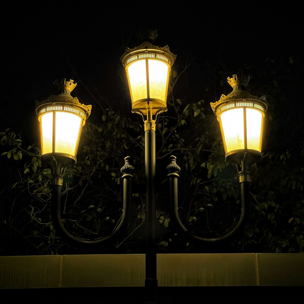 a row of street lamps