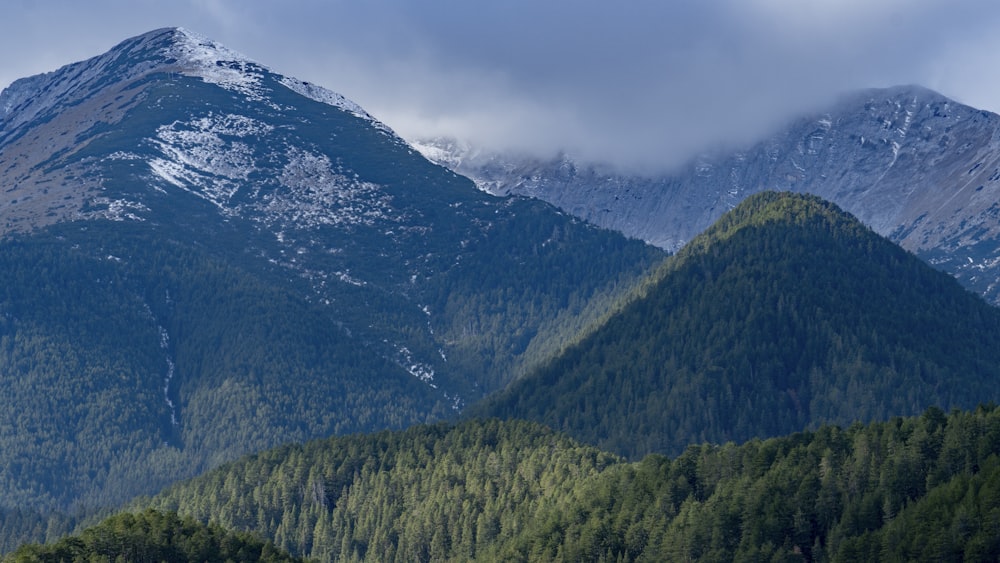 a mountain range with snow