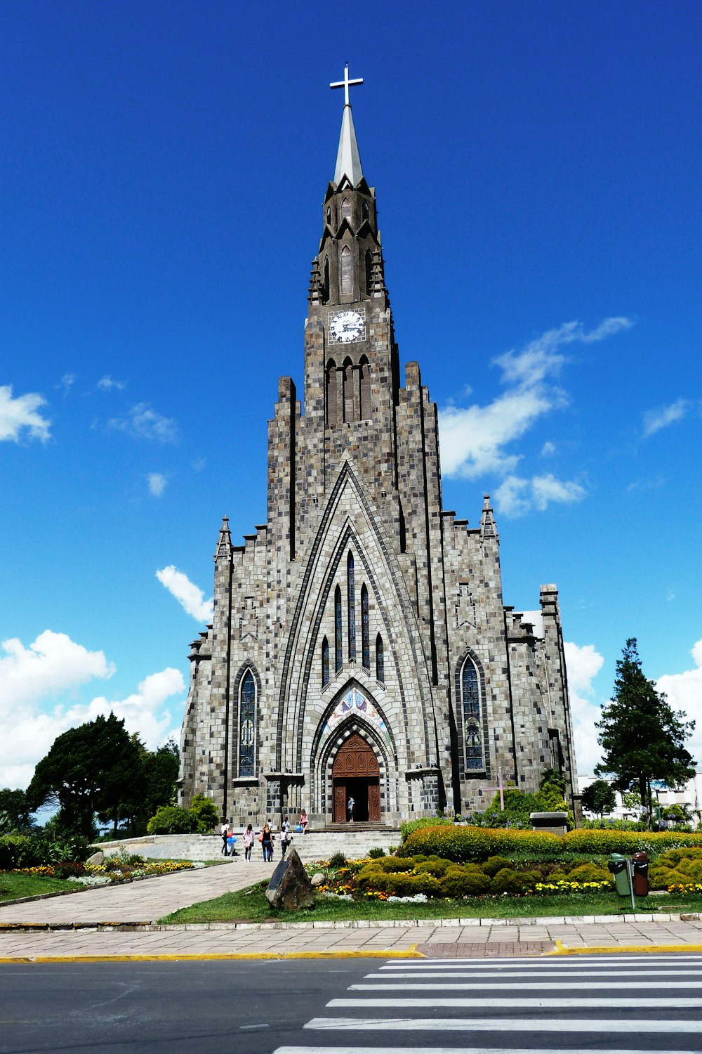 a large stone building with a clock tower